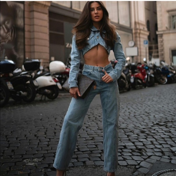 ZARA Cropped Denim Jean Jacket Size M BNWT - Picture 12 of 14